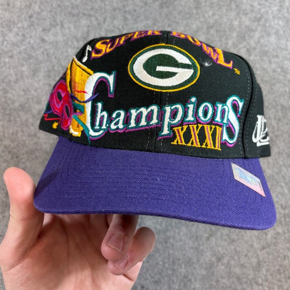 VTG 90s Green Bay Packers NFL Hat Cap Super Bowl XXXI Champions Logo Athletic